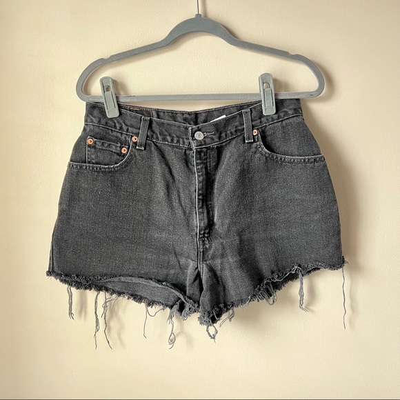 Levi’s 550 High Waist Dark Wash Cutoffs size 30 - Picture 4 of 7